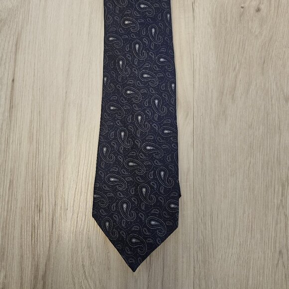 Nautica Blue Gray Navy Paisley Print Silk Tie - Picture 1 of 3